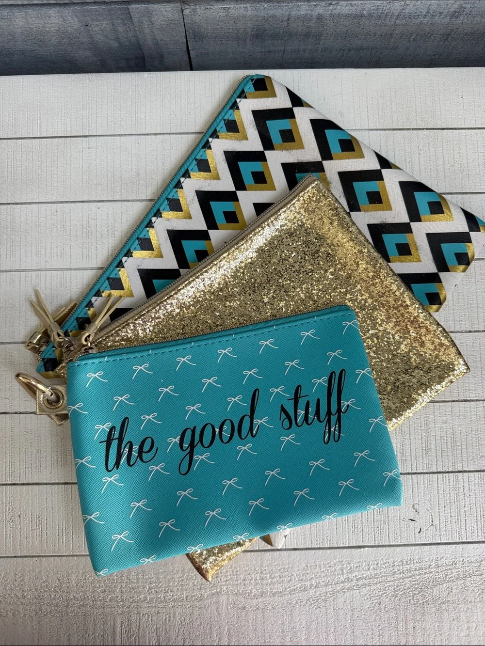 The Good Stuff Teal Trio Pouch Set - Home Accents